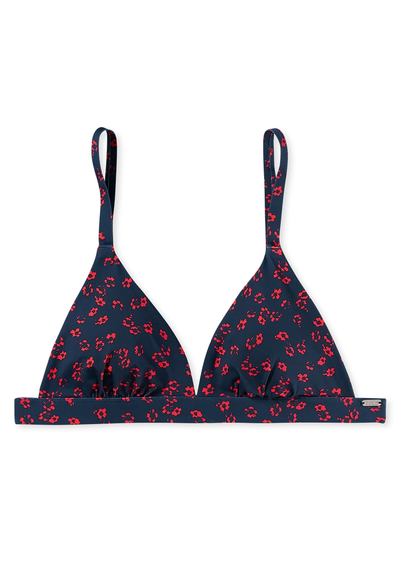 Bikini-Top Blau/Rot gemustert - Aqua