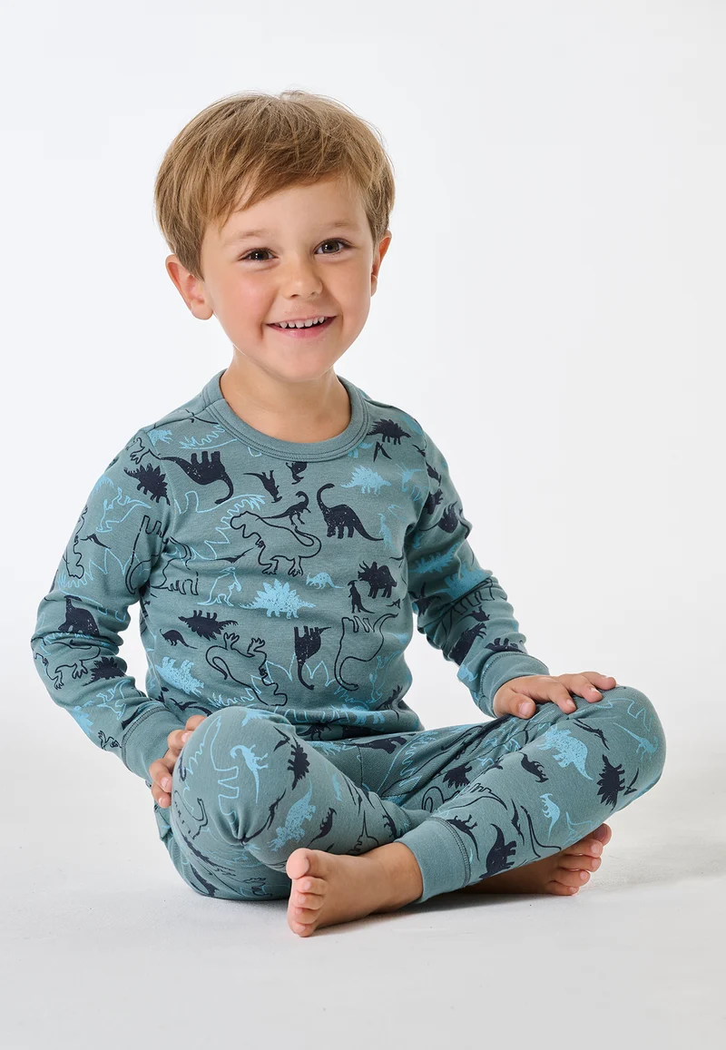Schlafanzug mit Bündchen Blau gemustert - Kids Nightwear