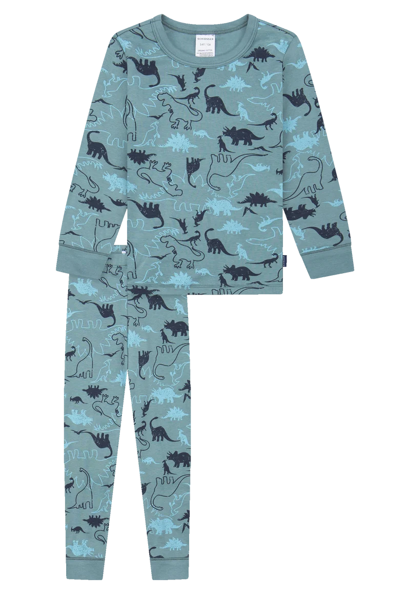Schlafanzug mit Bündchen Blau gemustert - Kids Nightwear