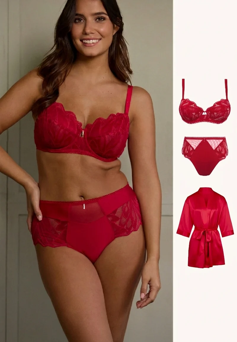 Ensemble Aliénor rouge avec culotte et kimono