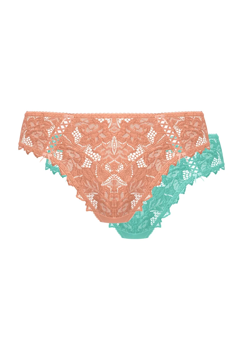 Lot de 2 slips Arum Rose et Vert à dentelle