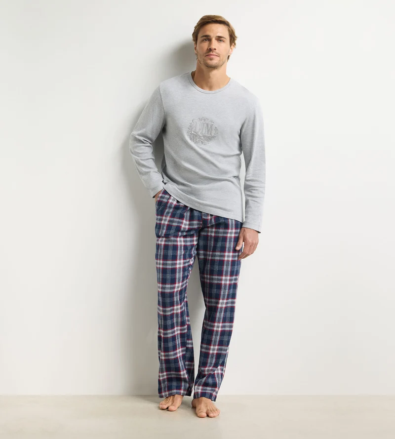 Pantalon long homme tartan bleu Dim Flannel