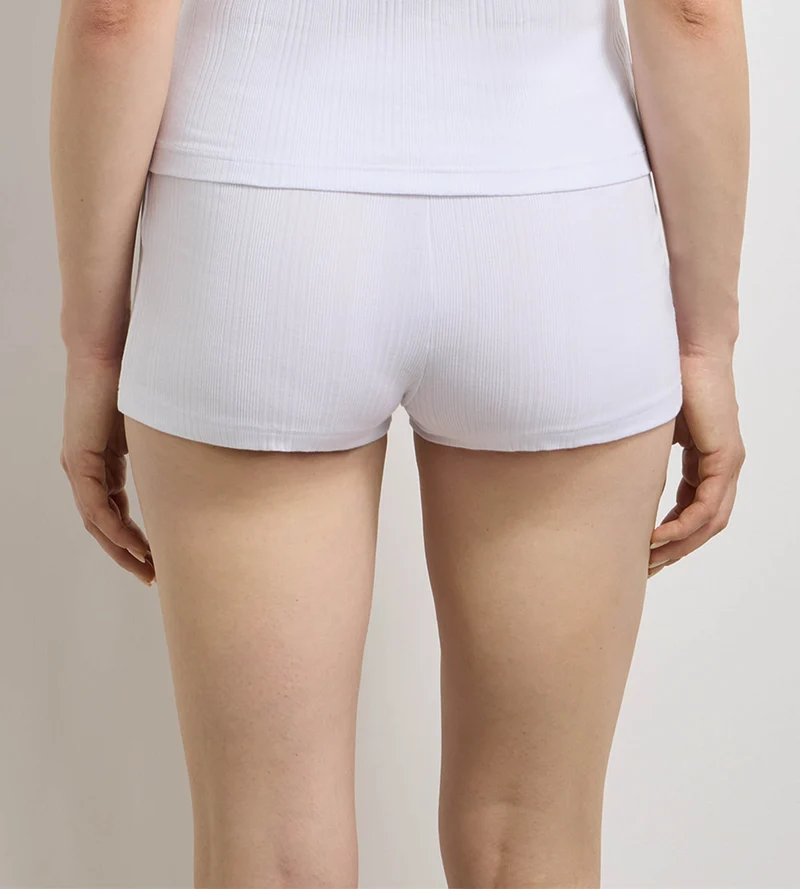 Short femme ample jersey côtelé fin blanc Dim x Ines de la Fressange