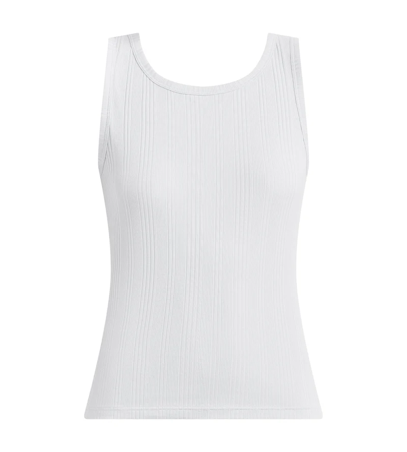 Débardeur femme jersey côtelé fin blanc Dim x Ines de la Fressange