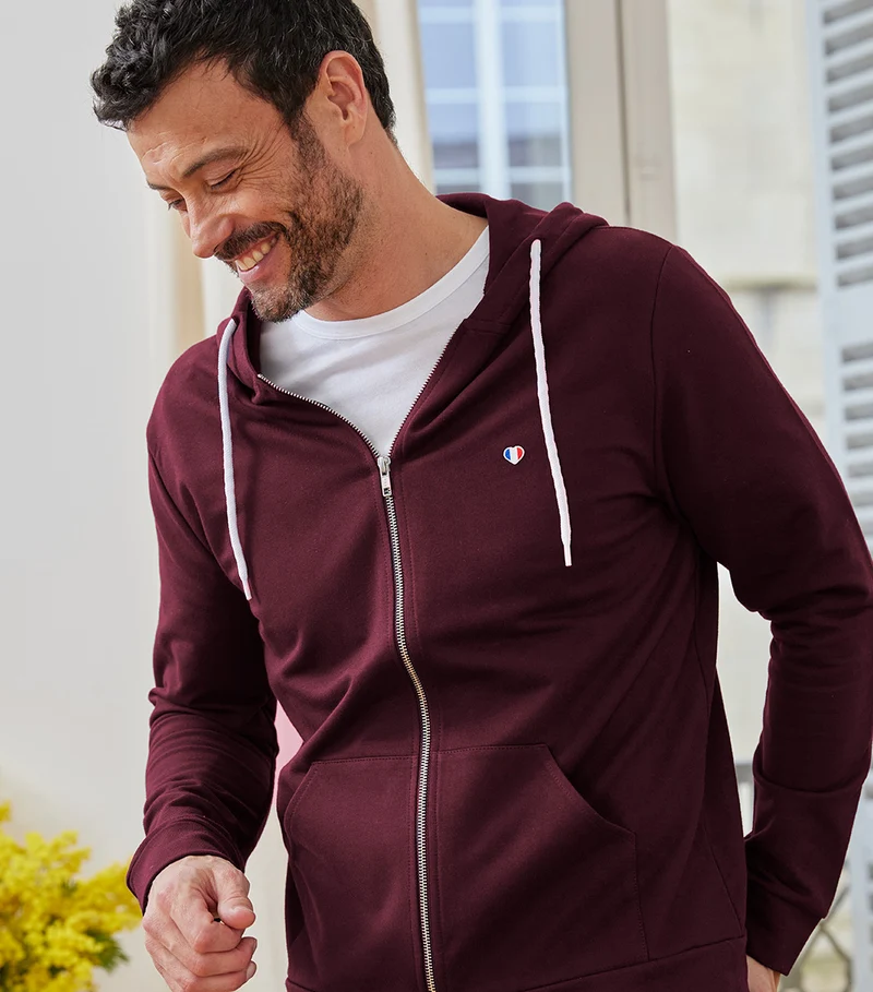 Sweat zippé Homme Bordeaux - Iconique