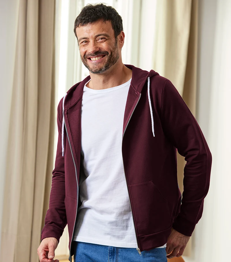 Sweat zippé Homme Bordeaux - Intemporel