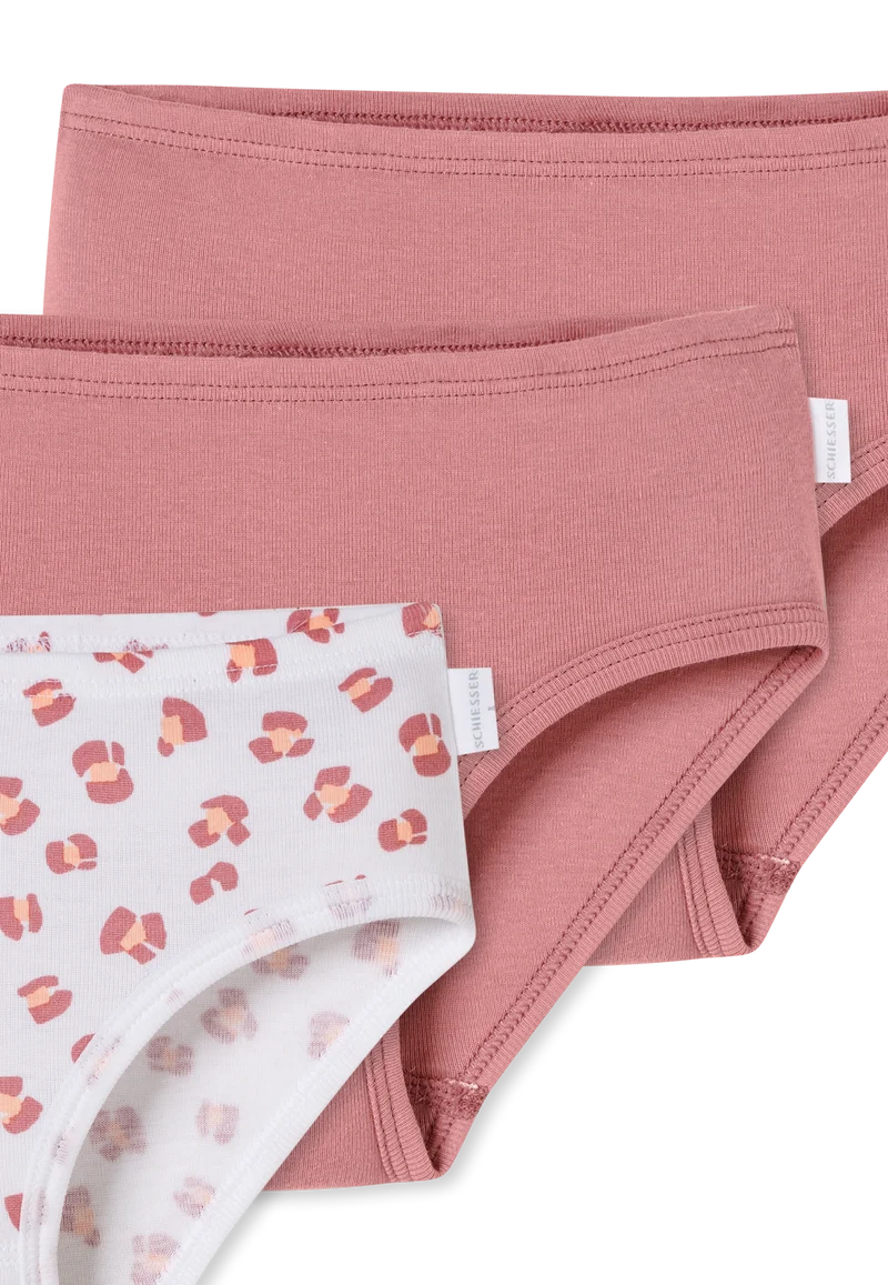 Slip Feinripp 3er-Pack Altrosa/Weiss - Fine Rib