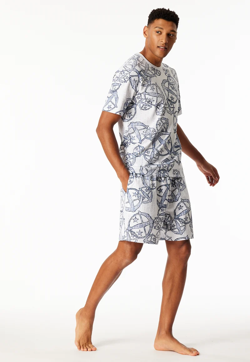 Shirt kurzarm Statement-Druck weiß-blau - SCHIESSER 150 Years