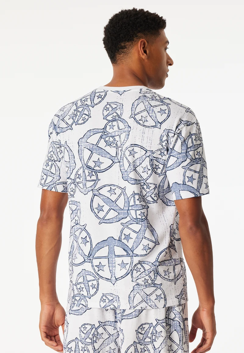 Shirt kurzarm Statement-Druck weiß-blau - SCHIESSER 150 Years