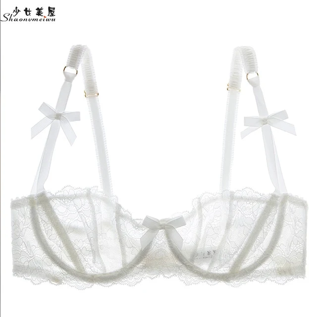 shaonvmeiwu The sexy bra is thin, transparent, half cup with no sponge, underwire and black bra