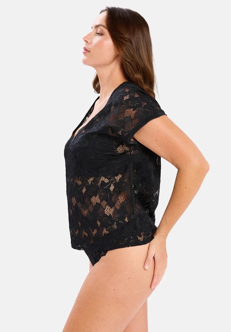 T-shirt en dentelle Arum Noir