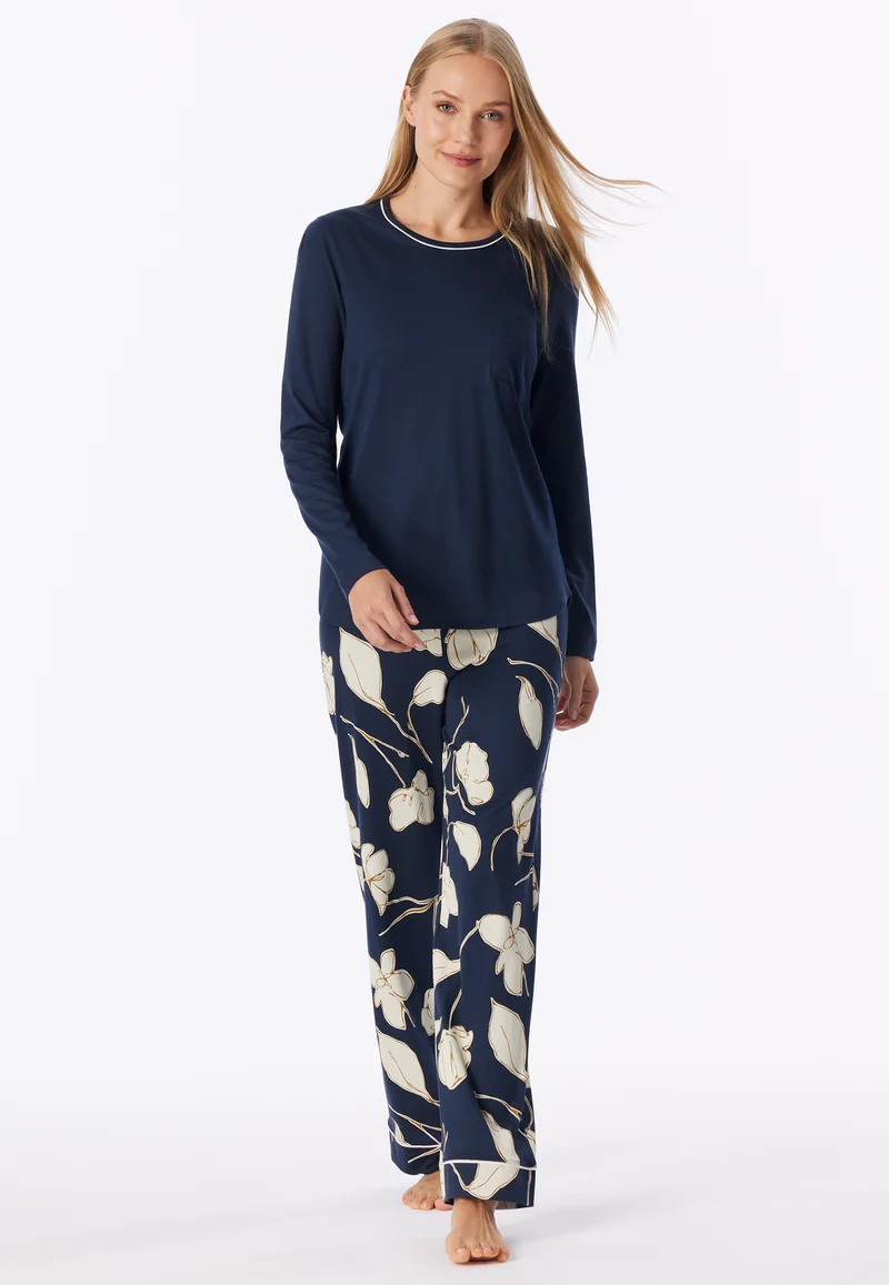 Schlafanzug Dunkelblau gemustert - Comfort Nightwear