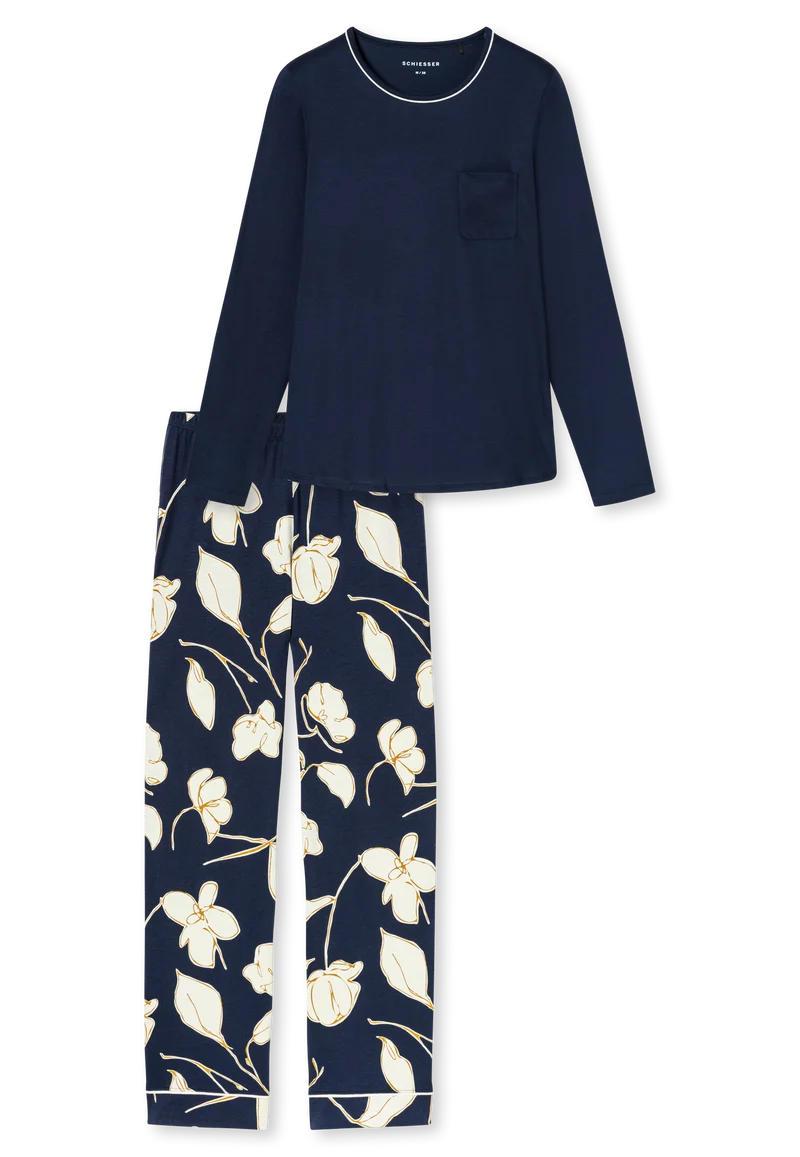 Schlafanzug Dunkelblau gemustert - Comfort Nightwear