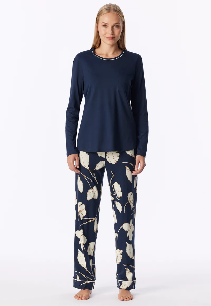 Schlafanzug Dunkelblau gemustert - Comfort Nightwear