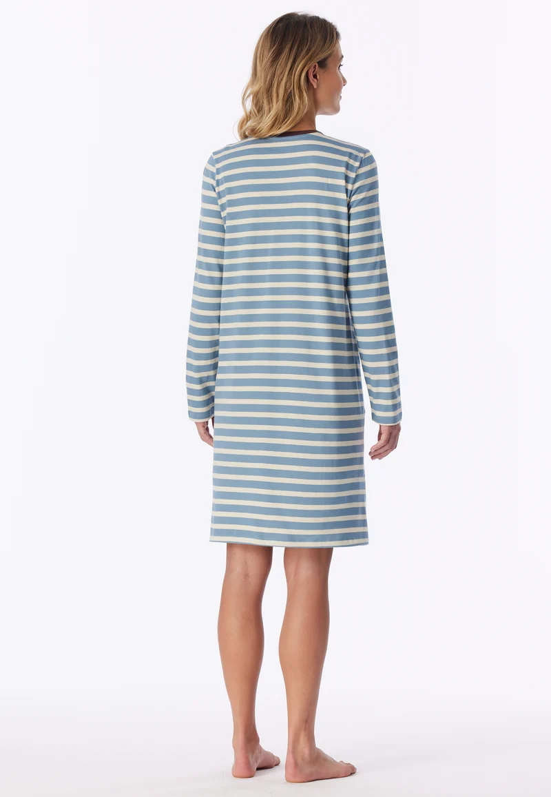 Nachthemd langarm Blau gestreift - Casual Essentials