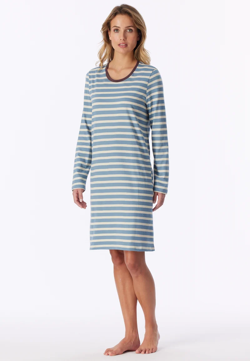 Nachthemd langarm Blau gestreift - Casual Essentials