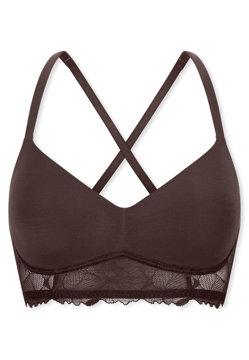 Soft-BH mit Spitze und Cups Braun - Unique Premium
