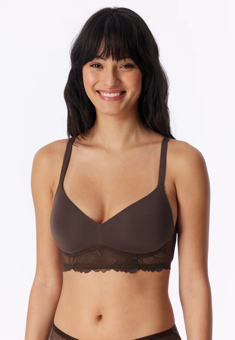Soft-BH mit Spitze und Cups Braun - Unique Premium