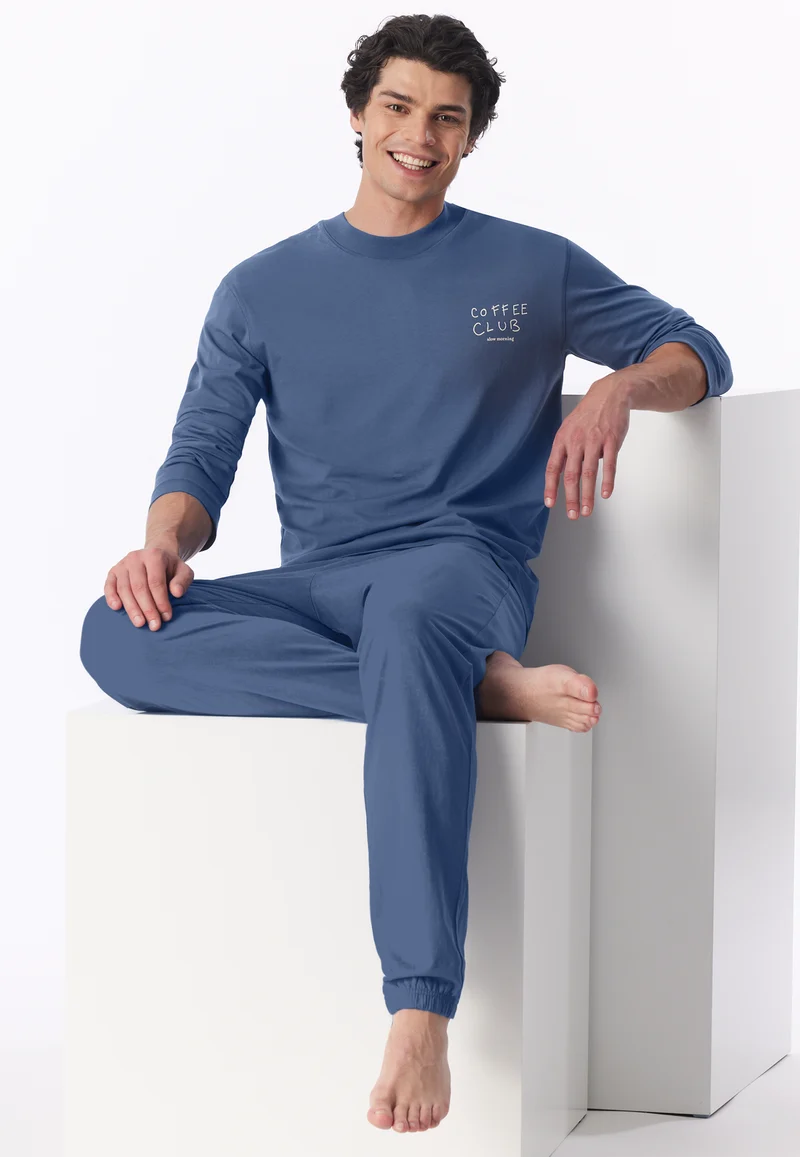Schlafanzug mit Bündchen Blau - Modern Essentials