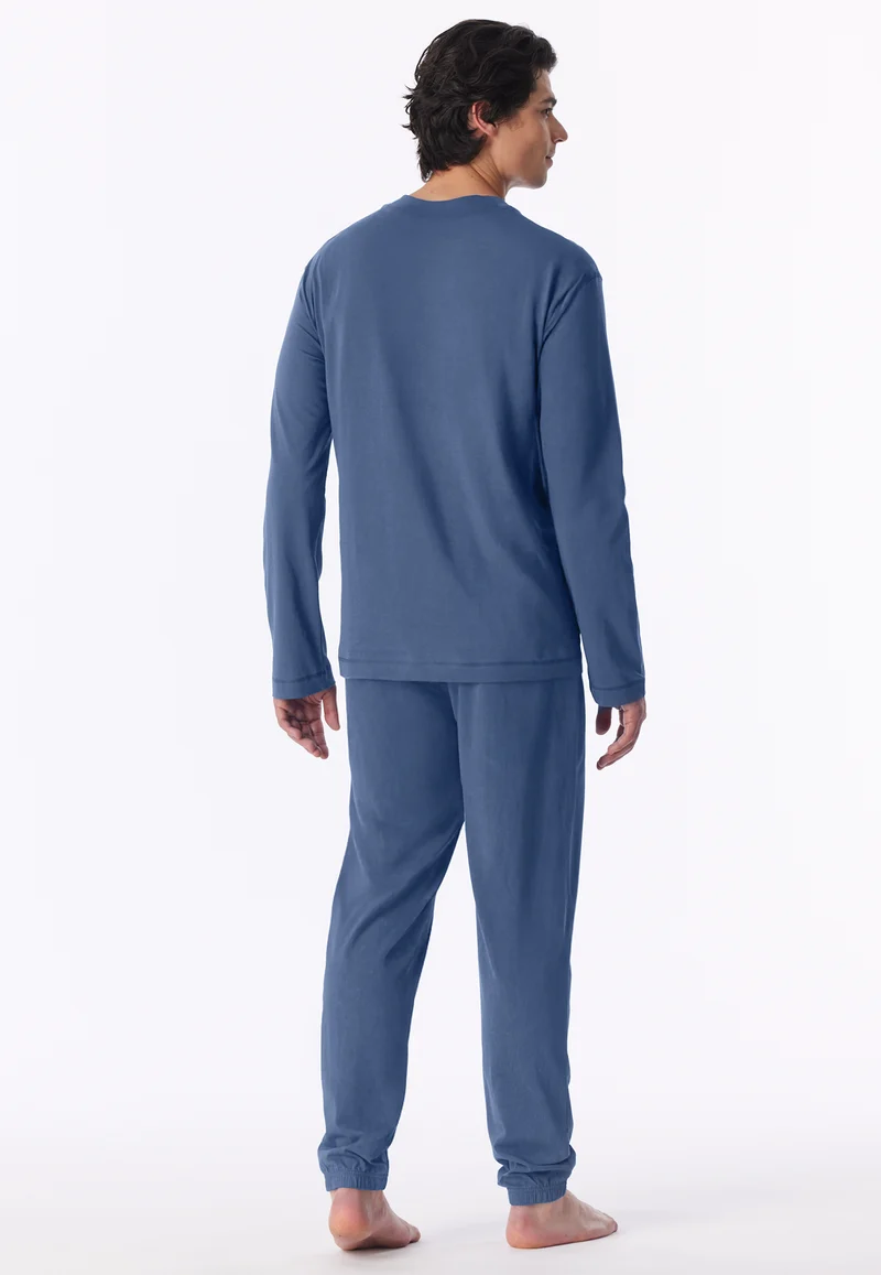 Schlafanzug mit Bündchen Blau - Modern Essentials