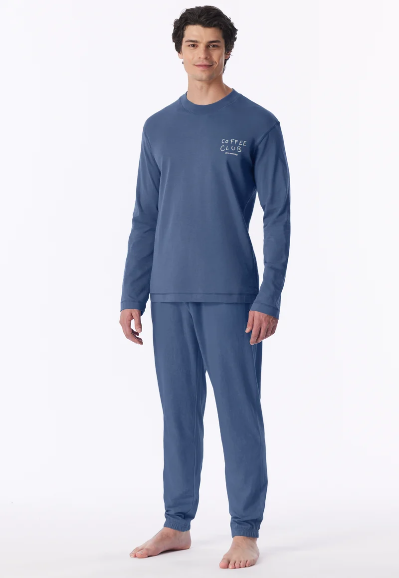 Schlafanzug mit Bündchen Blau - Modern Essentials