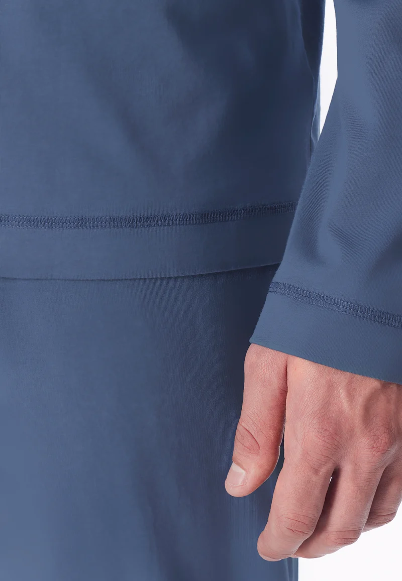 Schlafanzug mit Bündchen Blau - Modern Essentials