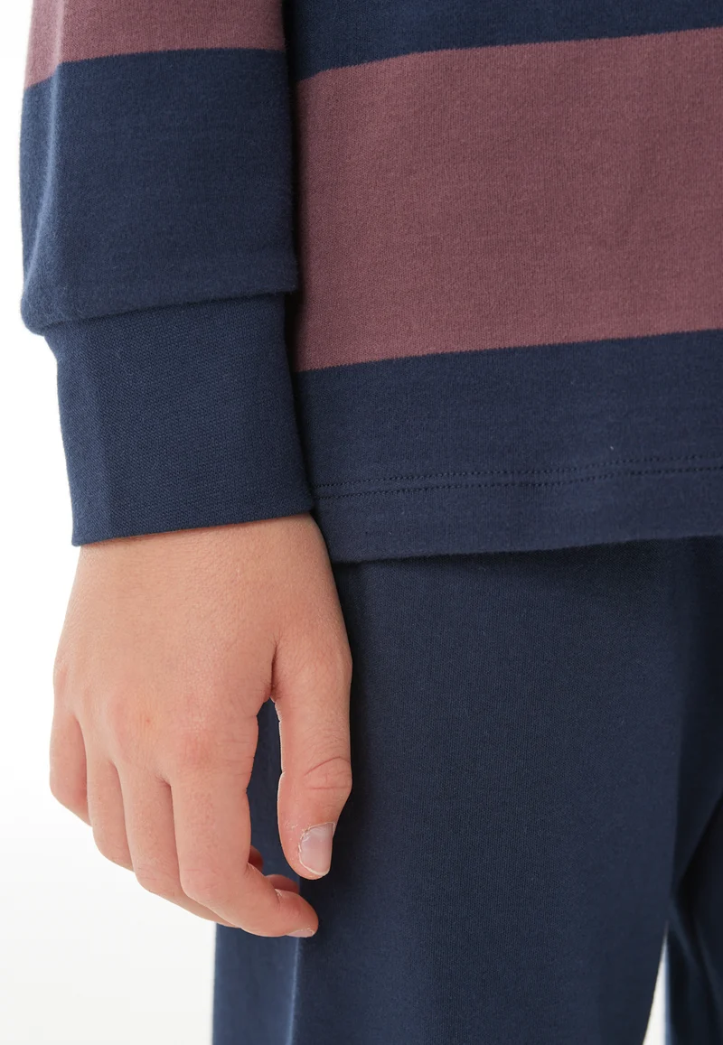 Schlafanzug mit Bündchen Bordeaux/Dunkelblau gestreift - Nightwear