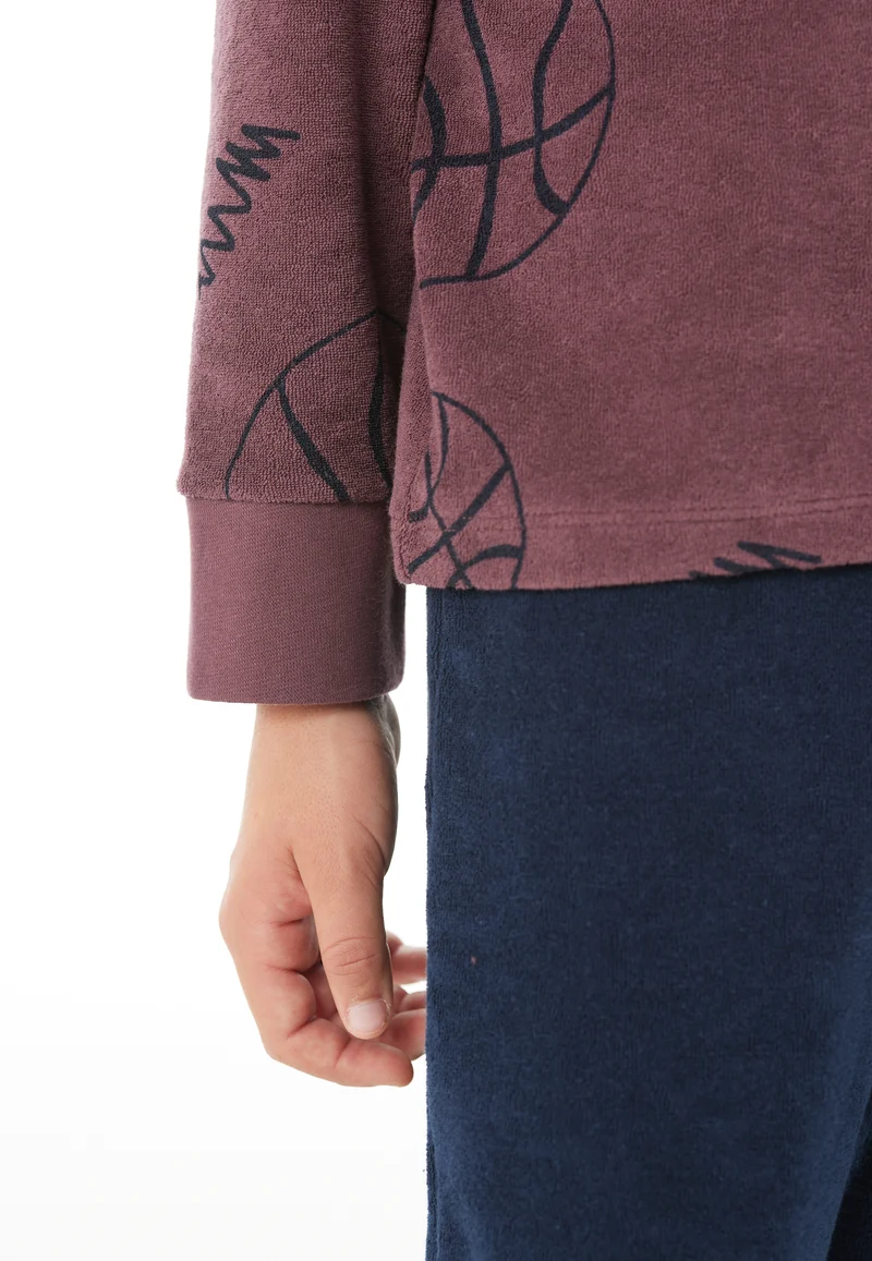 Schlafanzug mit Bündchen Bordeaux/Dunkelblau gemustert - Nightwear