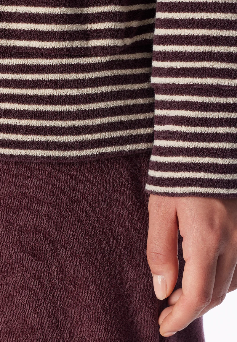 Schlafanzug lang mit Bündchen Bordeaux/Weiss gestreift - Casual Essentials