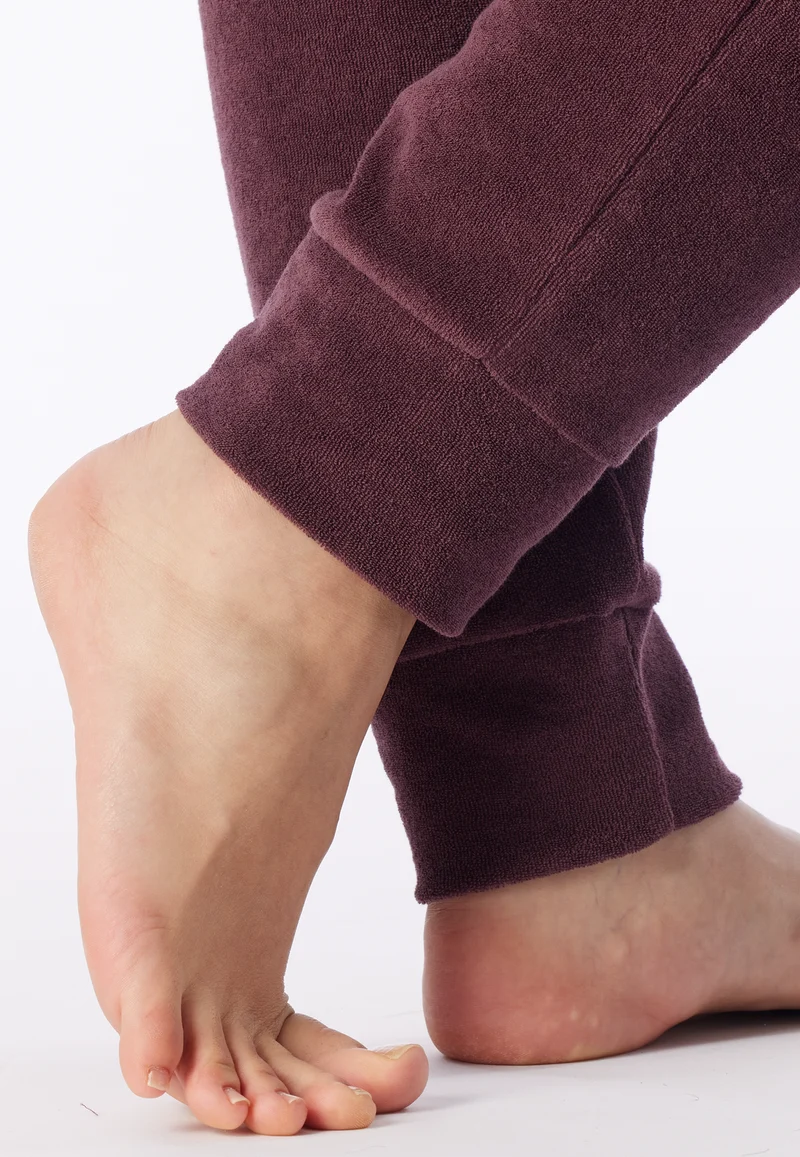 Schlafanzug lang mit Bündchen Bordeaux/Weiss gestreift - Casual Essentials