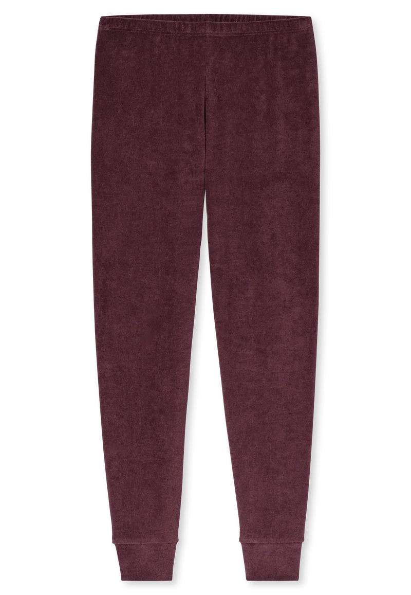Schlafanzug lang mit Bündchen Bordeaux/Weiss gestreift - Casual Essentials