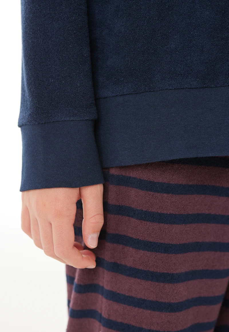 Schlafanzug mit Bündchen Dunkelblau/Bordeaux gestreift - Nightwear