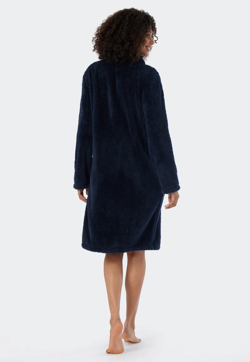 Morgenmantel Teddy-Fleece Dunkelblau - Essentials