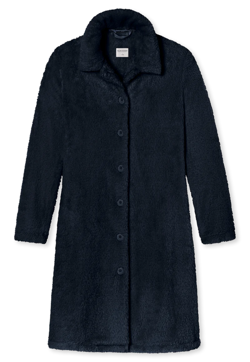 Morgenmantel Teddy-Fleece Dunkelblau - Essentials