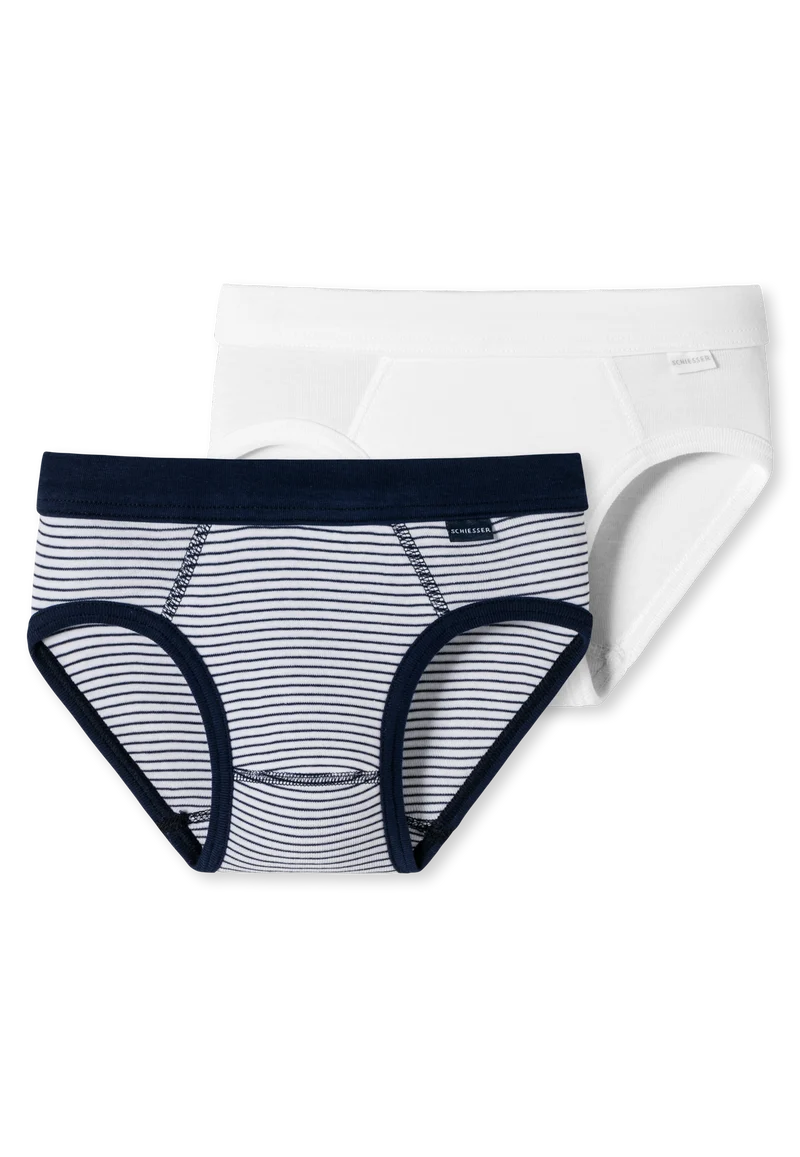 Slip Feinripp 2er-Pack Blau/Weiss - Boys World