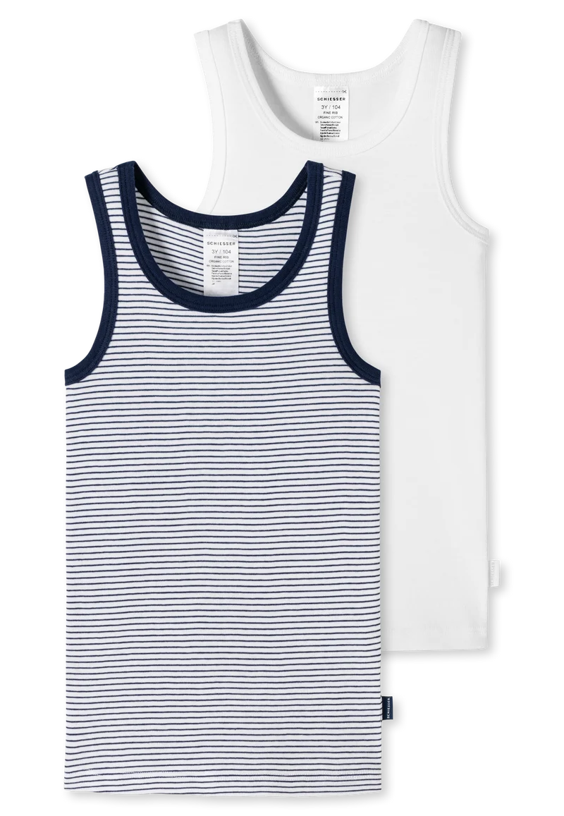 Unterhemd Feinripp 2er-Pack Blau/Weiss - Feinripp Multipacks