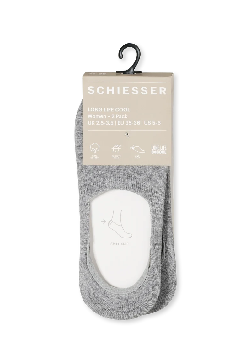 Füßlinge Damen 2er-Pack Grau - Long Life Cool