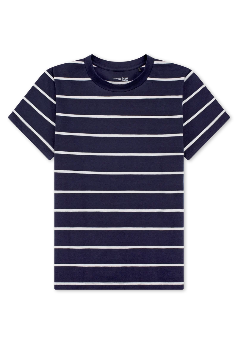 T-Shirt Dunkelblau/Weiss gestreift - Mix+Relax