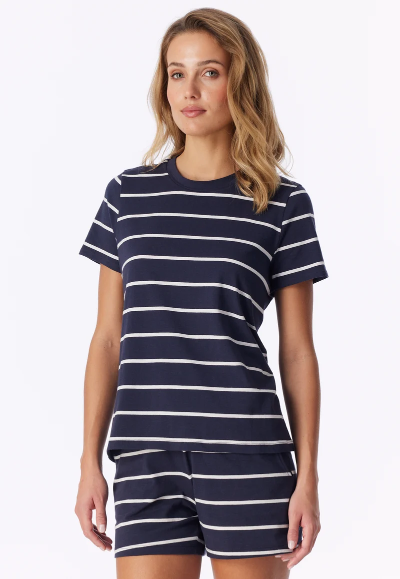 T-Shirt Dunkelblau/Weiss gestreift - Mix+Relax