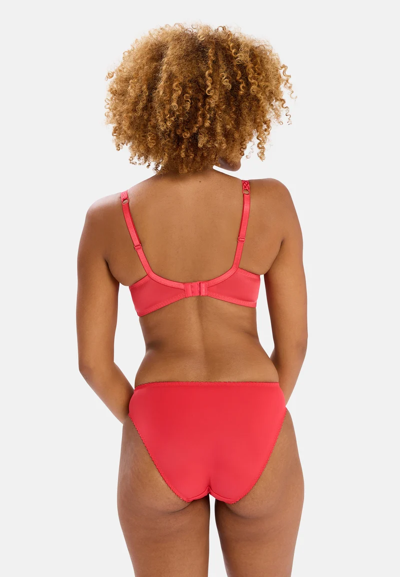 Slip rouge à broderie brillante