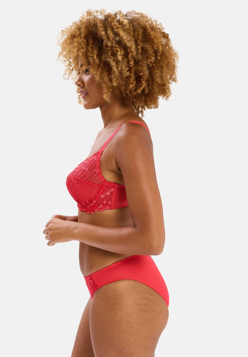 Slip rouge à broderie brillante