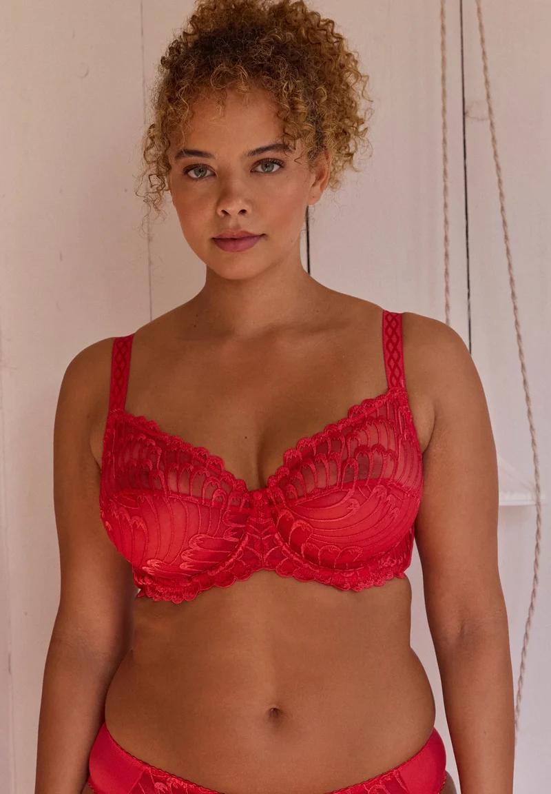 Soutien-gorge rouge emboîtant avec broderie
