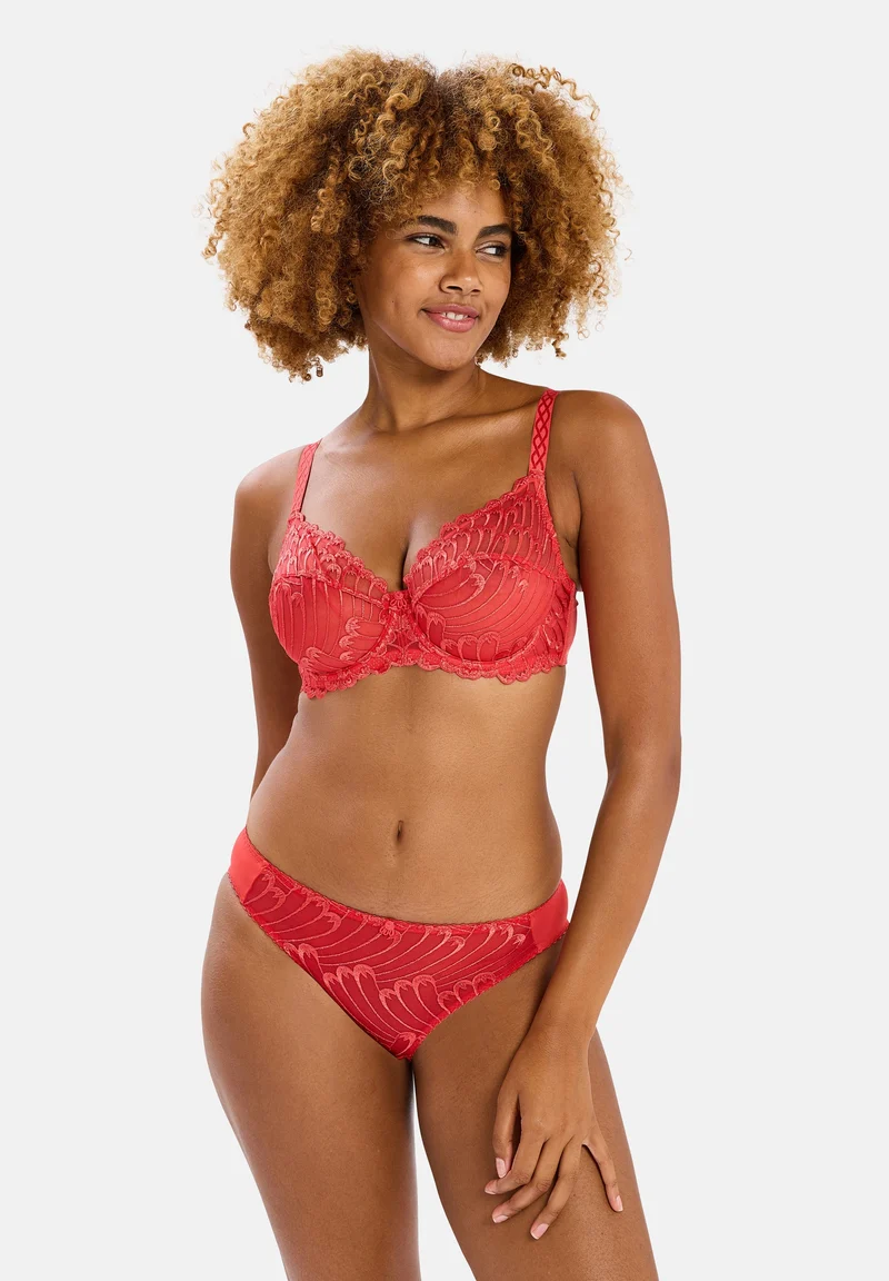 Soutien-gorge rouge emboîtant avec broderie