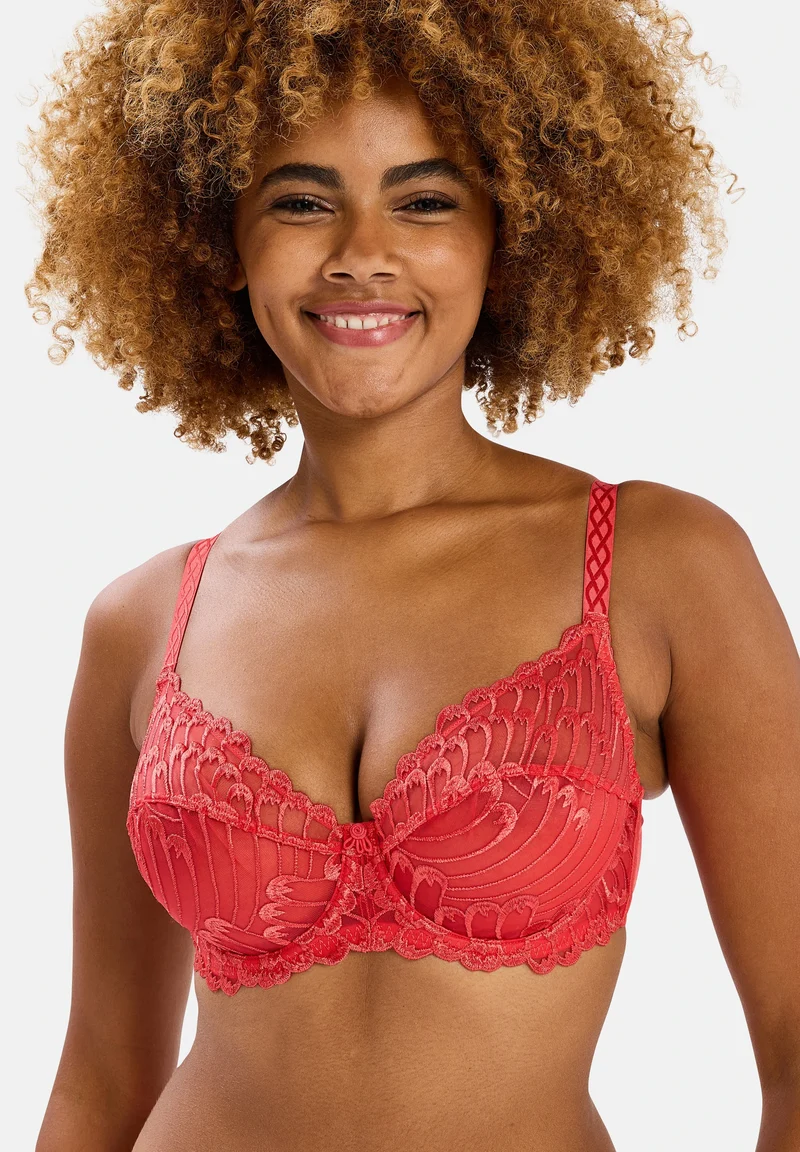 Soutien-gorge rouge emboîtant avec broderie