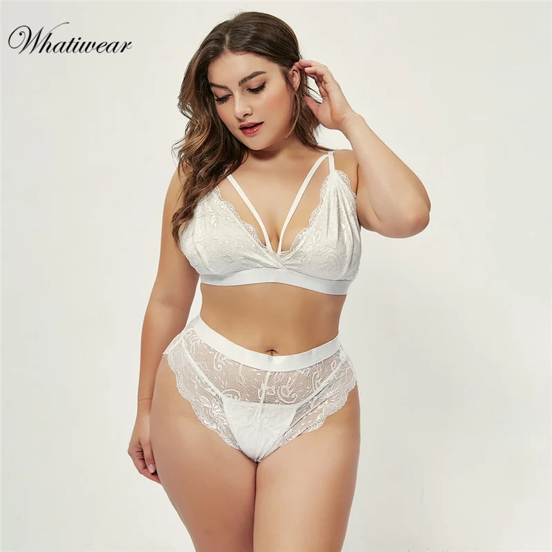 Whatiwear Sexy Lace Strap Women Underwear Set Seamless Bandage Plus Size Sexy lingerie Bra Set Women's Bra and Panty Sets