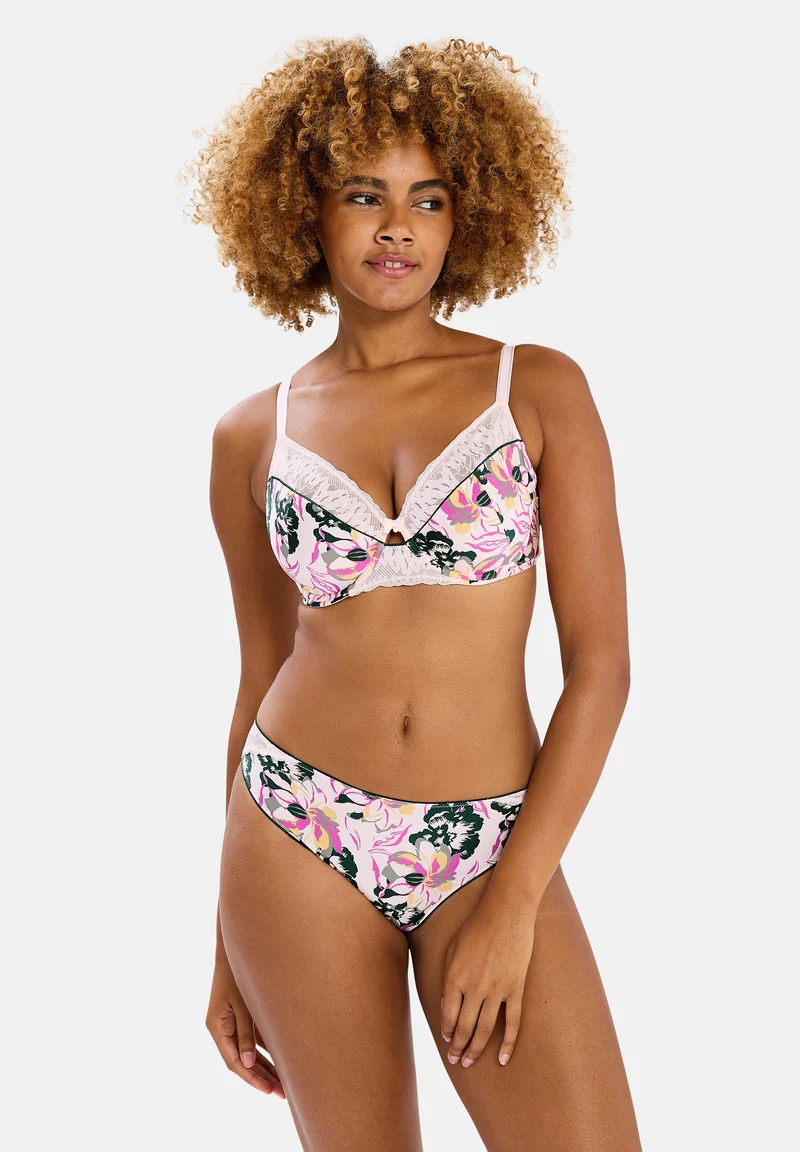 Slip imprimé et dentelle florale