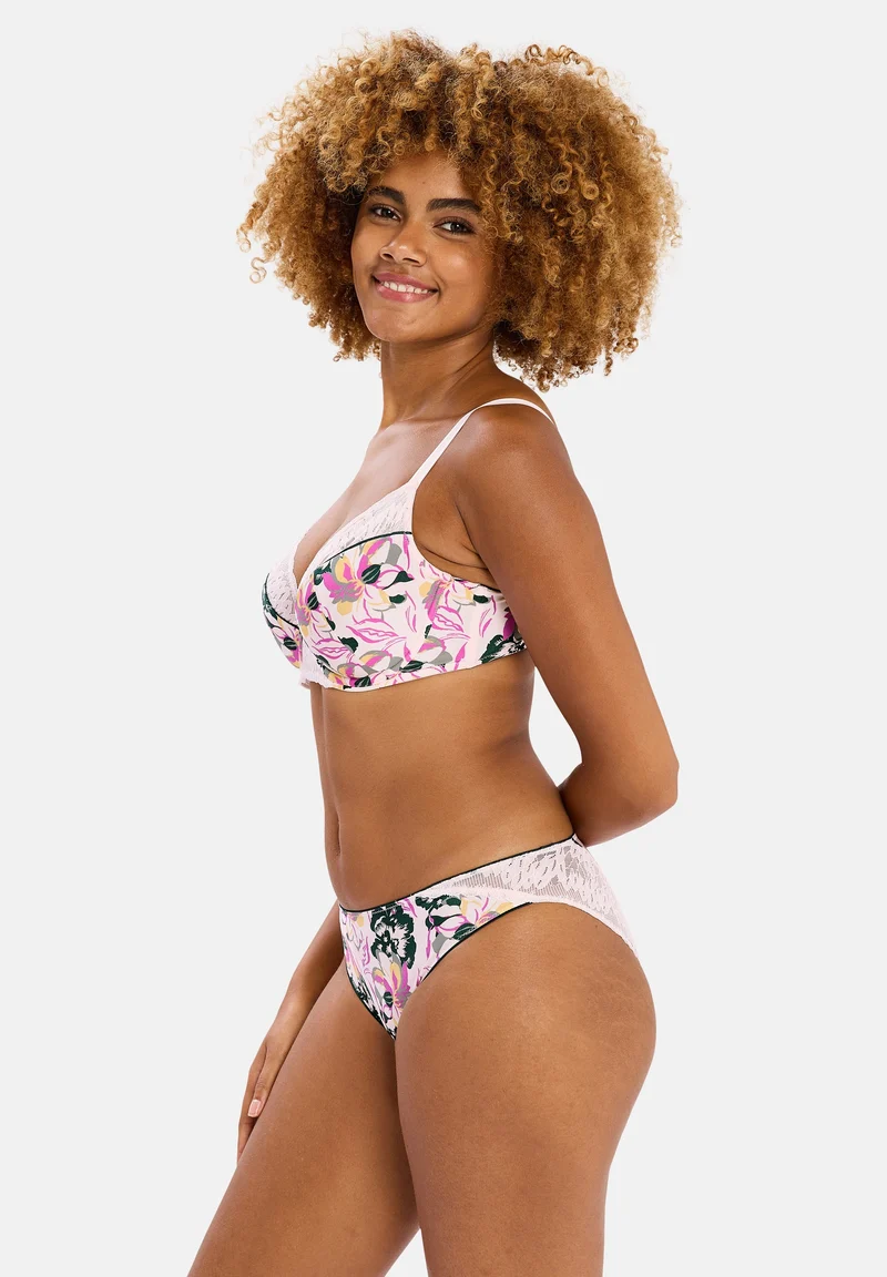 Slip imprimé et dentelle florale