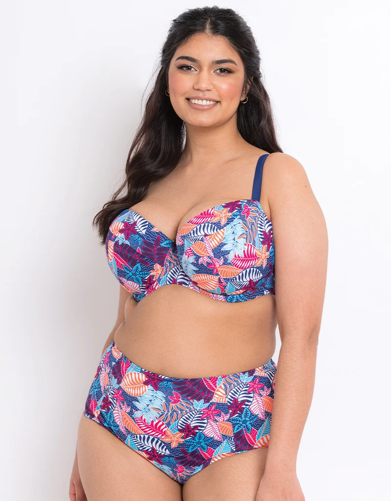 Flirtelle Antigua Reef High Waist Bikini Brief Navy Print