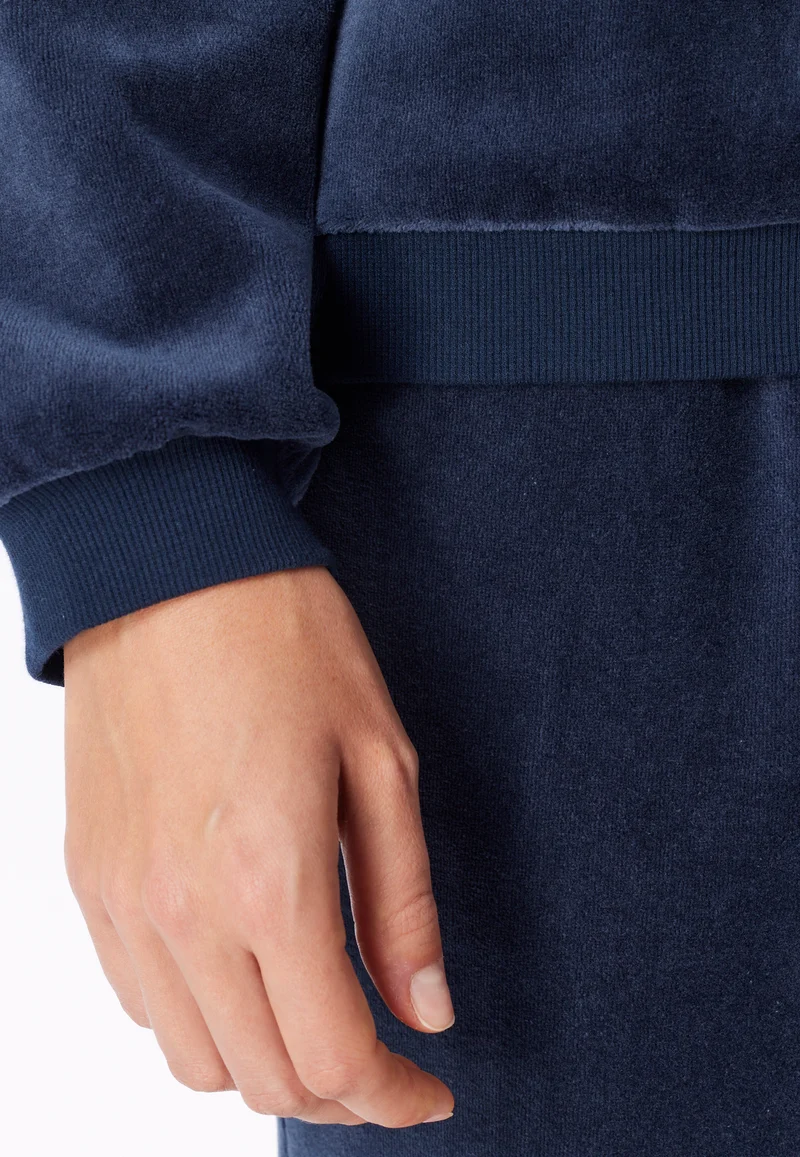 Lounge Set mit Bündchen Dunkelblau - Casual Velour
