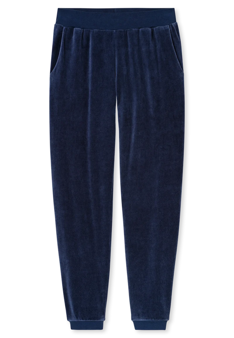 Lounge Set mit Bündchen Dunkelblau - Casual Velour